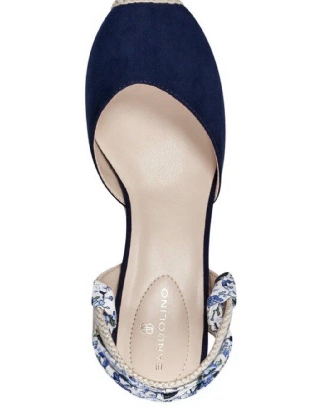 Bandolino Nettie Navy Padded Wedge Espadrille with Floral Ankle Tie - Picture 4 of 8